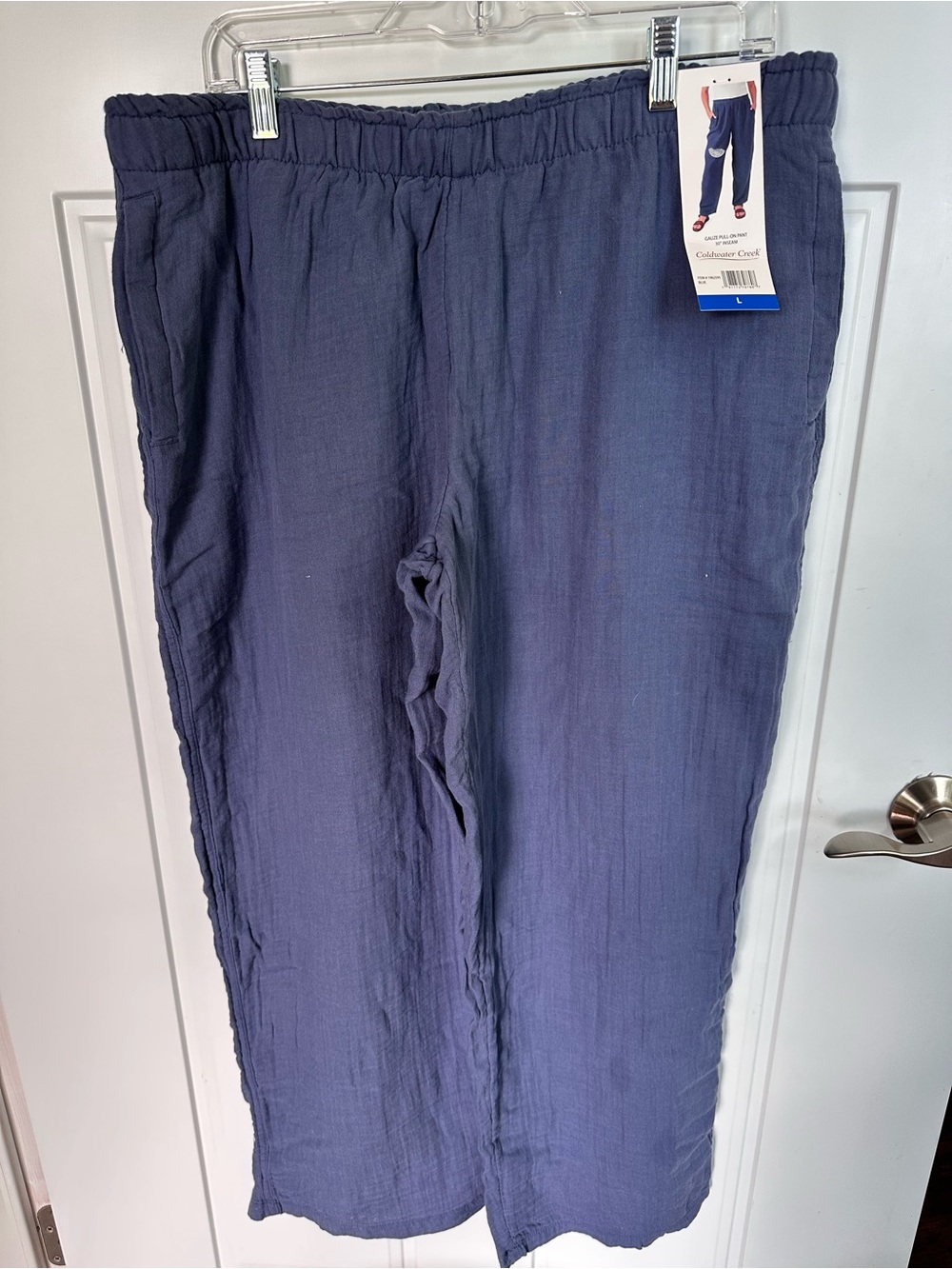 NWT Coldwater Creek Blue Gauze Pull-On Pants Women’s Large